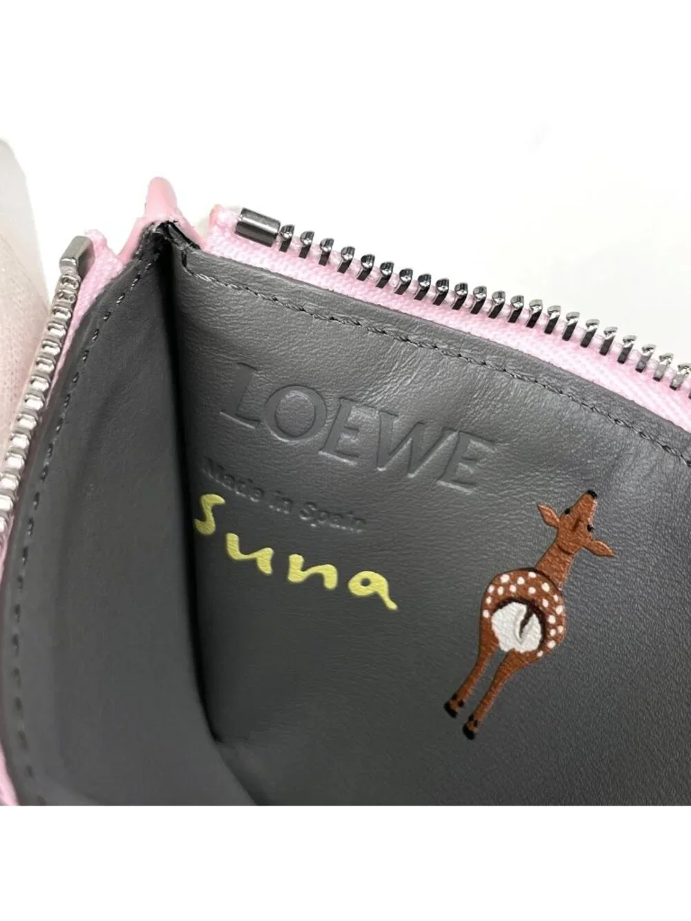 Loewe Deer Coin Card Holder Case Snafji Taco Collaboration Calf Leather Blossom